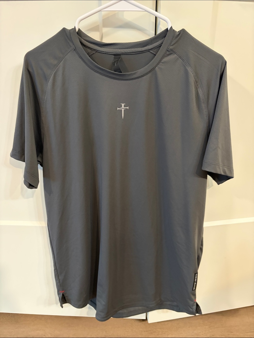 Three Nails Men's Short Sleeve Performance Tee - Charcoal with Reflective Logo